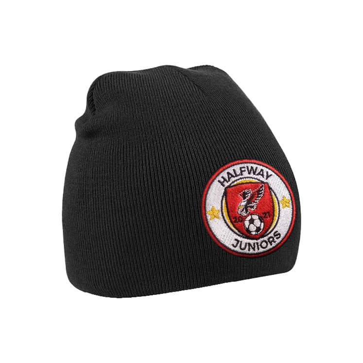 HALFWAY JUNIORS FC Prestige Beanie Hat Inc. Embroidered Badge